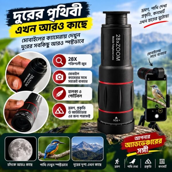 28X Zoom Mobile Telescope Lens for Smartphone | Long Distance Monocular Camera Lens